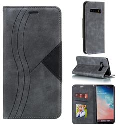 Retro S Streak Magnetic Leather Wallet Phone Case for Samsung Galaxy S10 Plus(6.4 inch) - Gray