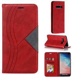 Retro S Streak Magnetic Leather Wallet Phone Case for Samsung Galaxy S10 Plus(6.4 inch) - Red