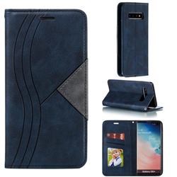 Retro S Streak Magnetic Leather Wallet Phone Case for Samsung Galaxy S10 Plus(6.4 inch) - Blue