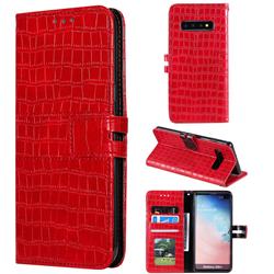 Luxury Crocodile Magnetic Leather Wallet Phone Case for Samsung Galaxy S10 Plus(6.4 inch) - Red