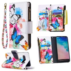 Vivid Flying Butterflies Binfen Color BF03 Retro Zipper Leather Wallet Phone Case for Samsung Galaxy S10 Plus(6.4 inch)