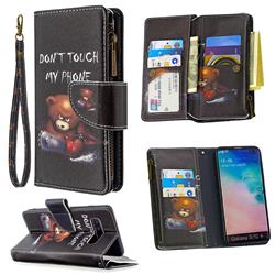 Chainsaw Bear Binfen Color BF03 Retro Zipper Leather Wallet Phone Case for Samsung Galaxy S10 Plus(6.4 inch)