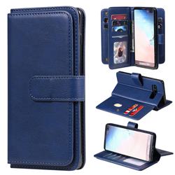 Multi-function Ten Card Slots and Photo Frame PU Leather Wallet Phone Case Cover for Samsung Galaxy S10 Plus(6.4 inch) - Dark Blue