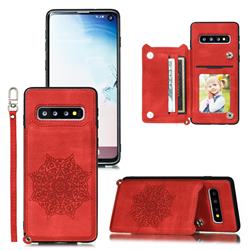 Luxury Mandala Multi-function Magnetic Card Slots Stand Leather Back Cover for Samsung Galaxy S10 Plus(6.4 inch) - Red