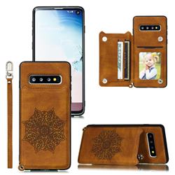 Luxury Mandala Multi-function Magnetic Card Slots Stand Leather Back Cover for Samsung Galaxy S10 Plus(6.4 inch) - Brown