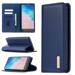 Binfen Color BF06 Luxury Classic Genuine Leather Detachable Magnet Holster Cover for Samsung Galaxy S10 Plus(6.4 inch) - Blue