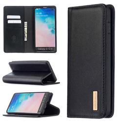 Binfen Color BF06 Luxury Classic Genuine Leather Detachable Magnet Holster Cover for Samsung Galaxy S10 Plus(6.4 inch) - Black