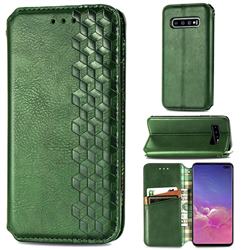 Ultra Slim Fashion Business Card Magnetic Automatic Suction Leather Flip Cover for Samsung Galaxy S10 Plus(6.4 inch) - Green
