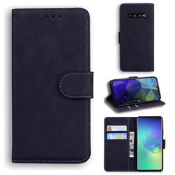 Retro Classic Skin Feel Leather Wallet Phone Case for Samsung Galaxy S10 Plus(6.4 inch) - Black