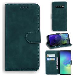 Retro Classic Skin Feel Leather Wallet Phone Case for Samsung Galaxy S10 Plus(6.4 inch) - Green
