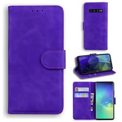 Retro Classic Skin Feel Leather Wallet Phone Case for Samsung Galaxy S10 Plus(6.4 inch) - Purple