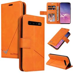 GQ.UTROBE Right Angle Silver Pendant Leather Wallet Phone Case for Samsung Galaxy S10 Plus(6.4 inch) - Orange