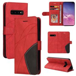 Luxury Two-color Stitching Leather Wallet Case Cover for Samsung Galaxy S10 Plus(6.4 inch) - Red