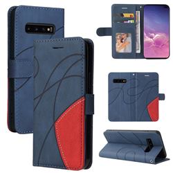 Luxury Two-color Stitching Leather Wallet Case Cover for Samsung Galaxy S10 Plus(6.4 inch) - Blue