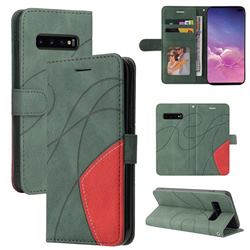 Luxury Two-color Stitching Leather Wallet Case Cover for Samsung Galaxy S10 Plus(6.4 inch) - Green