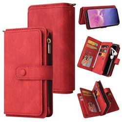 Luxury Multi-functional Zipper Wallet Leather Phone Case Cover for Samsung Galaxy S10 Plus(6.4 inch) - Red