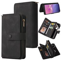 Luxury Multi-functional Zipper Wallet Leather Phone Case Cover for Samsung Galaxy S10 Plus(6.4 inch) - Black