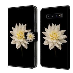 White Flower Crystal PU Leather Protective Wallet Case Cover for Samsung Galaxy S10 Plus(6.4 inch)