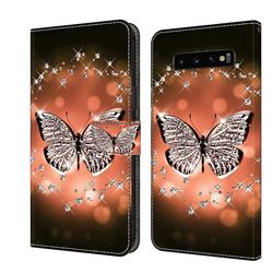 Crystal Butterfly Crystal PU Leather Protective Wallet Case Cover for Samsung Galaxy S10 Plus(6.4 inch)