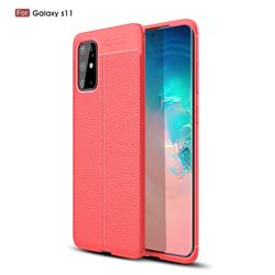 Luxury Auto Focus Litchi Texture Silicone TPU Back Cover for Samsung Galaxy S20 Plus / S11 - Red