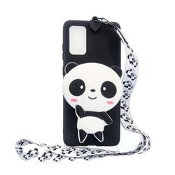 White Panda Neck Lanyard Zipper Wallet Silicone Case for Samsung Galaxy S20 Plus / S11