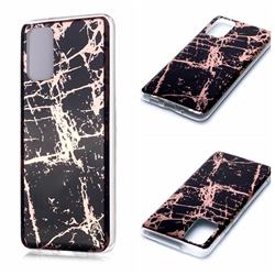Black Galvanized Rose Gold Marble Phone Back Cover for Samsung Galaxy S20 Plus / S11