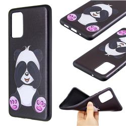 Lovely Panda 3D Embossed Relief Black Soft Back Cover for Samsung Galaxy S20 Plus / S11