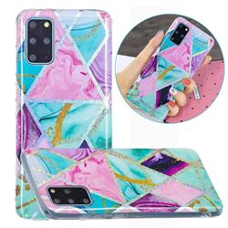 Triangular Marble Painted Galvanized Electroplating Soft Phone Case Cover for Samsung Galaxy S20 Plus