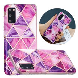 Purple Dream Triangle Painted Marble Electroplating Protective Case for Samsung Galaxy S20 Plus