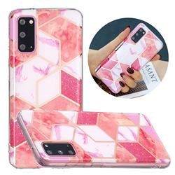 Cherry Glitter Painted Marble Electroplating Protective Case for Samsung Galaxy S20 Plus