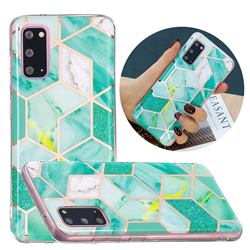 Green Glitter Painted Marble Electroplating Protective Case for Samsung Galaxy S20 Plus