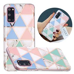 Fresh Triangle Painted Marble Electroplating Protective Case for Samsung Galaxy S20 Plus