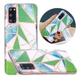 Green Triangle Painted Marble Electroplating Protective Case for Samsung Galaxy S20 Plus