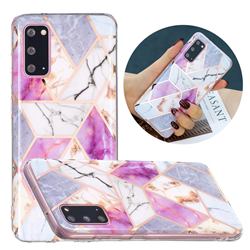 Purple and White Painted Marble Electroplating Protective Case for Samsung Galaxy S20 Plus