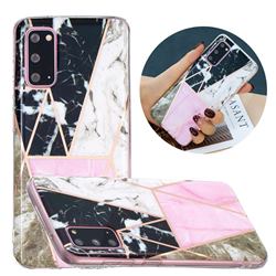 Pink and Black Painted Marble Electroplating Protective Case for Samsung Galaxy S20 Plus