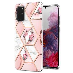 Pink Flower Marble Electroplating Protective Case Cover for Samsung Galaxy S20 Plus