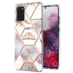 Crown Purple Flower Marble Electroplating Protective Case Cover for Samsung Galaxy S20 Plus