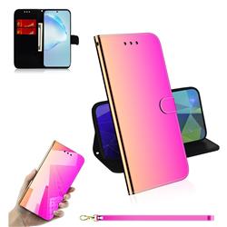 Shining Mirror Like Surface Leather Wallet Case for Samsung Galaxy S20 Plus / S11 - Rainbow Gradient