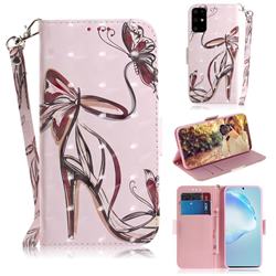 Butterfly High Heels 3D Painted Leather Wallet Phone Case for Samsung Galaxy S20 Plus / S11