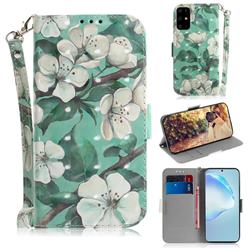 Watercolor Flower 3D Painted Leather Wallet Phone Case for Samsung Galaxy S20 Plus / S11