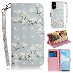 Magnolia Flower 3D Painted Leather Wallet Phone Case for Samsung Galaxy S20 Plus / S11