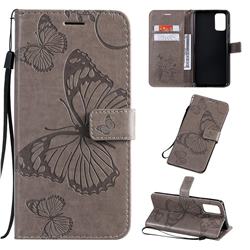 Embossing 3D Butterfly Leather Wallet Case for Samsung Galaxy S20 Plus / S11 - Gray