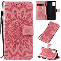 Embossing Sunflower Leather Wallet Case for Samsung Galaxy S20 Plus / S11 - Pink