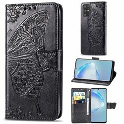 Embossing Mandala Flower Butterfly Leather Wallet Case for Samsung Galaxy S20 Plus / S11 - Black