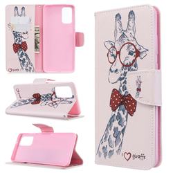 Glasses Giraffe Leather Wallet Case for Samsung Galaxy S20 Plus / S11
