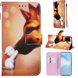 Hound Kiss Matte Leather Wallet Phone Case for Samsung Galaxy S20 Plus / S11