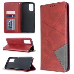 Prismatic Slim Magnetic Sucking Stitching Wallet Flip Cover for Samsung Galaxy S20 Plus / S11 - Red