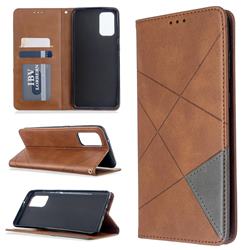 Prismatic Slim Magnetic Sucking Stitching Wallet Flip Cover for Samsung Galaxy S20 Plus / S11 - Brown