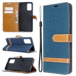 Jeans Cowboy Denim Leather Wallet Case for Samsung Galaxy S20 Plus / S11 - Dark Blue
