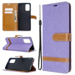 Jeans Cowboy Denim Leather Wallet Case for Samsung Galaxy S20 Plus / S11 - Purple